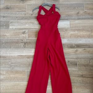 Elegant Red Cross-Strap Jumpsuit